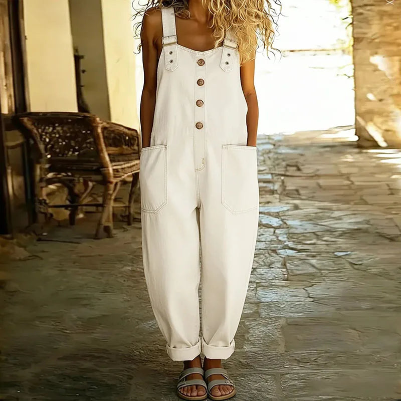 Mae | Vintage βαμβακερή denim ολόσωμη φόρμα με ρυθμιζόμενες τιράντες