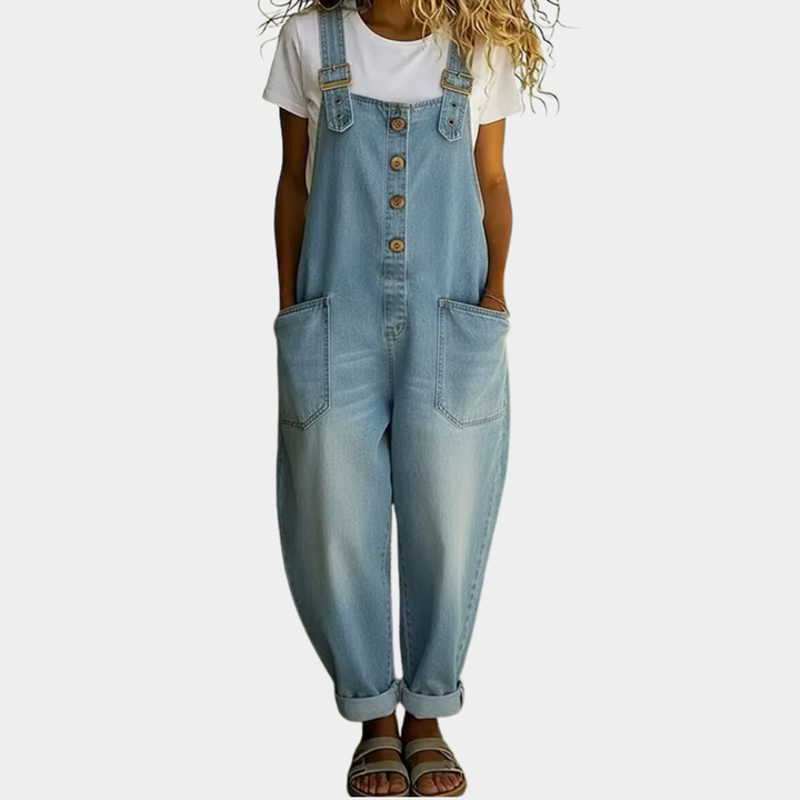Mae | Vintage βαμβακερή denim ολόσωμη φόρμα με ρυθμιζόμενες τιράντες